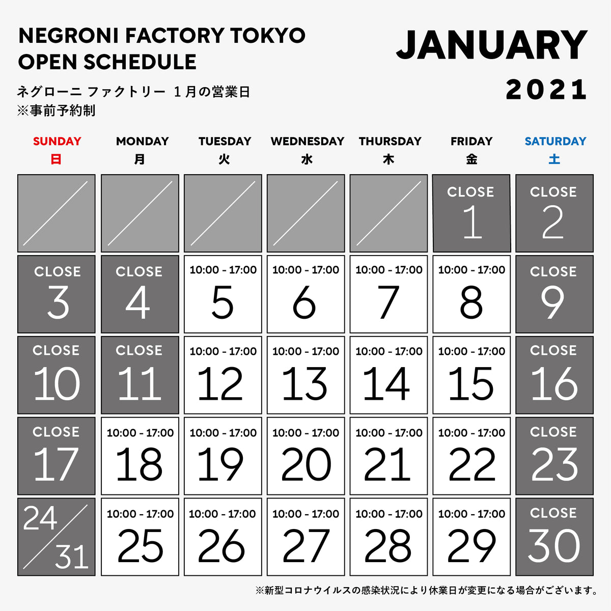 Factory open days in January